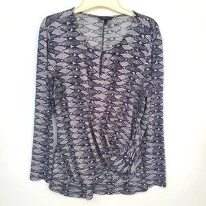 Wrap Top Slinky Snakeskin Long Sleeve Layer Chic